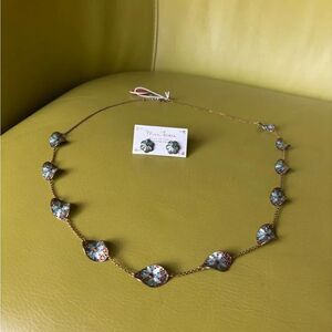Mia Fiore Dyadema Sterling Silver Enamel Floral Necklace Earrings Made in Italy